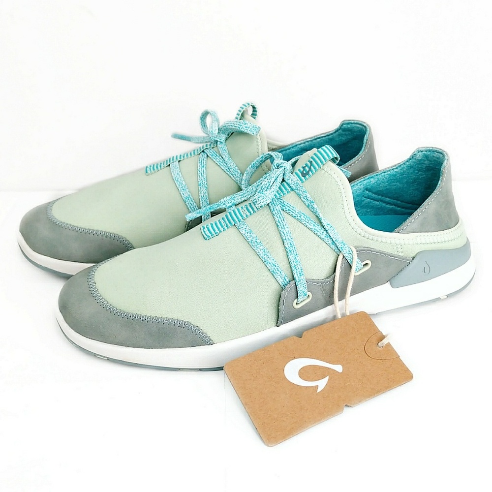 OluKai Women's Sneakers in Mint and Gray